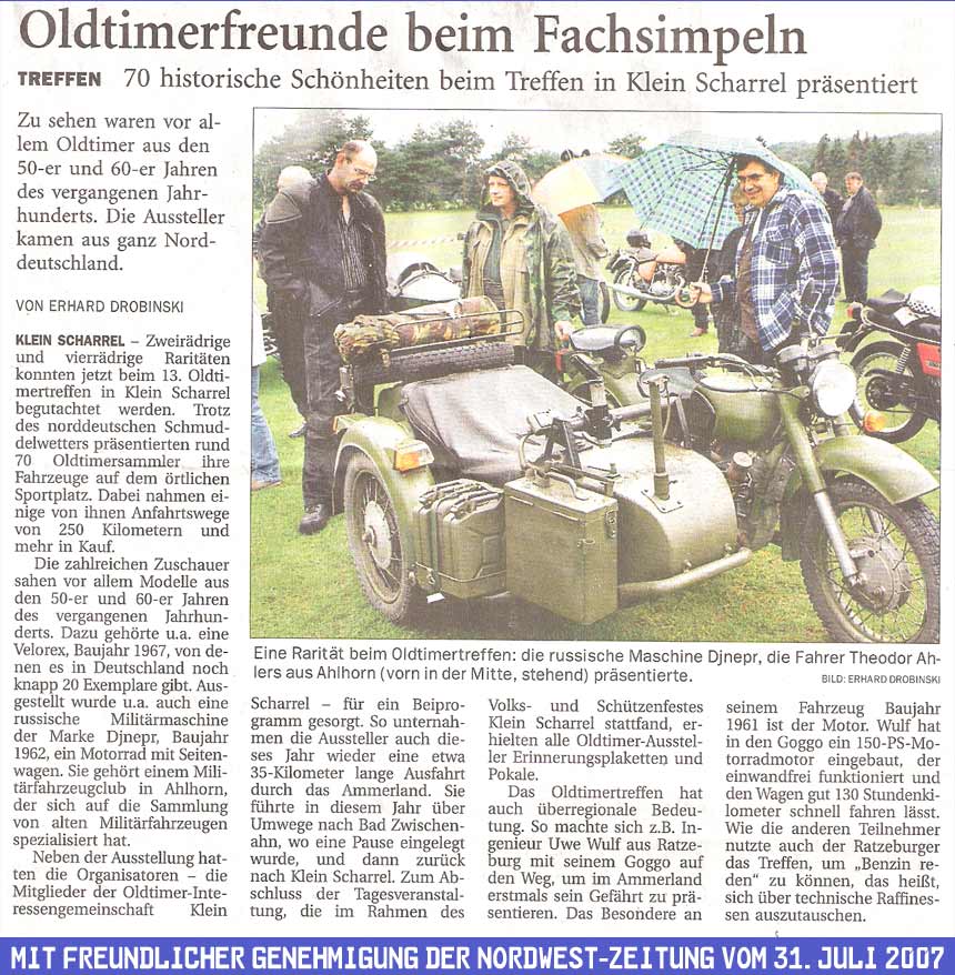 Großansicht Zeitungsbericht NWZ 31.07.2006